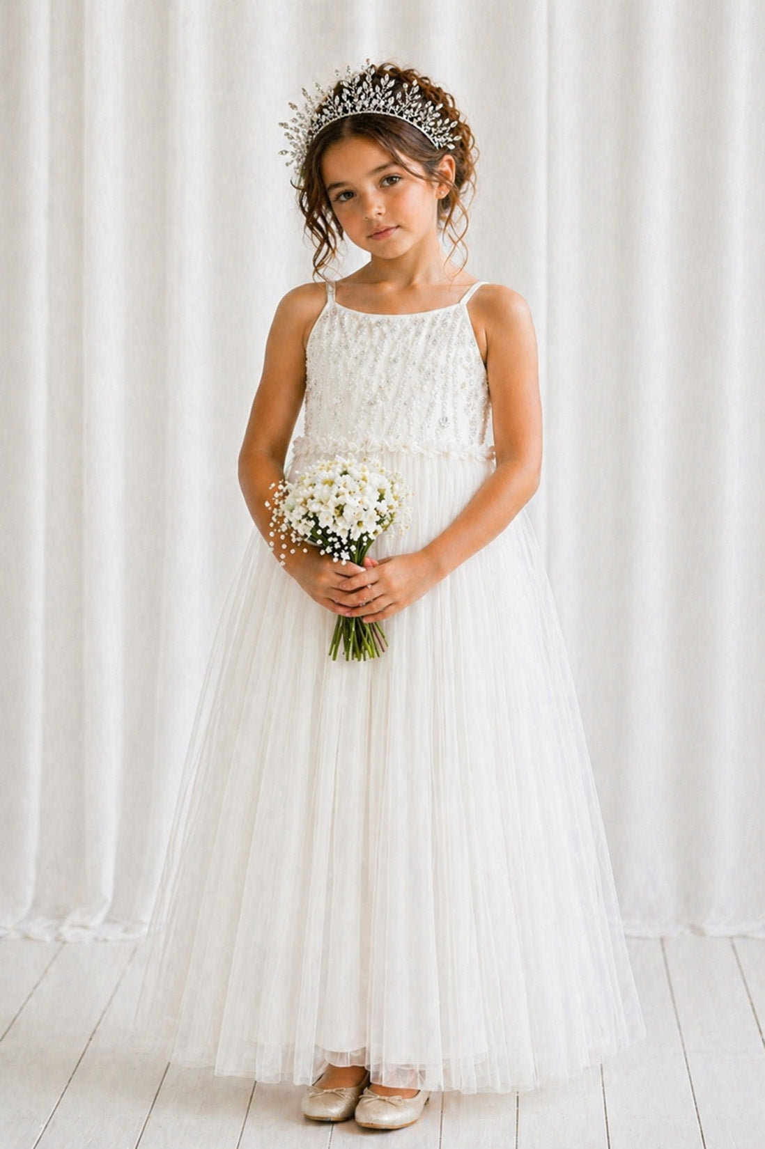 PREORDER - Daisy ~ Ivory White Party Girl Dress /Flower Girl Dress