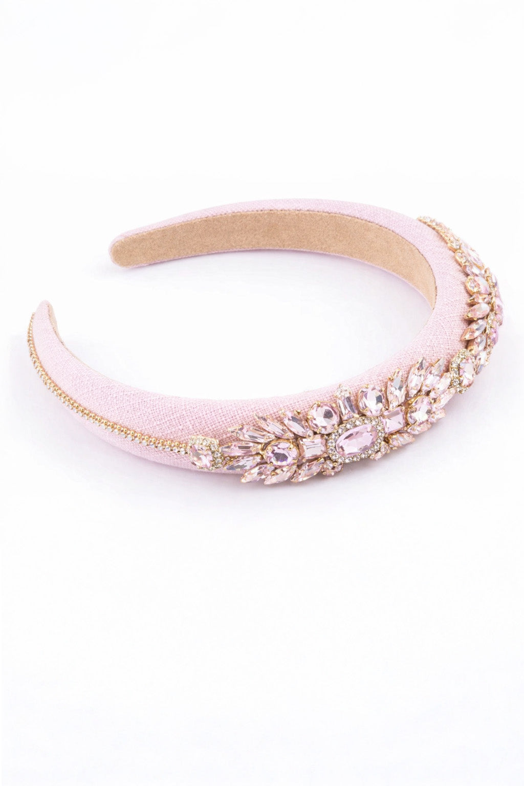 Delphine in Ballet Pink Headband (Ages 3-Adult) with a pink satin drawstring bag.