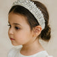 Dianna Rhinestone Headband (Ages 6-Adult) with a pink satin drawstring bag