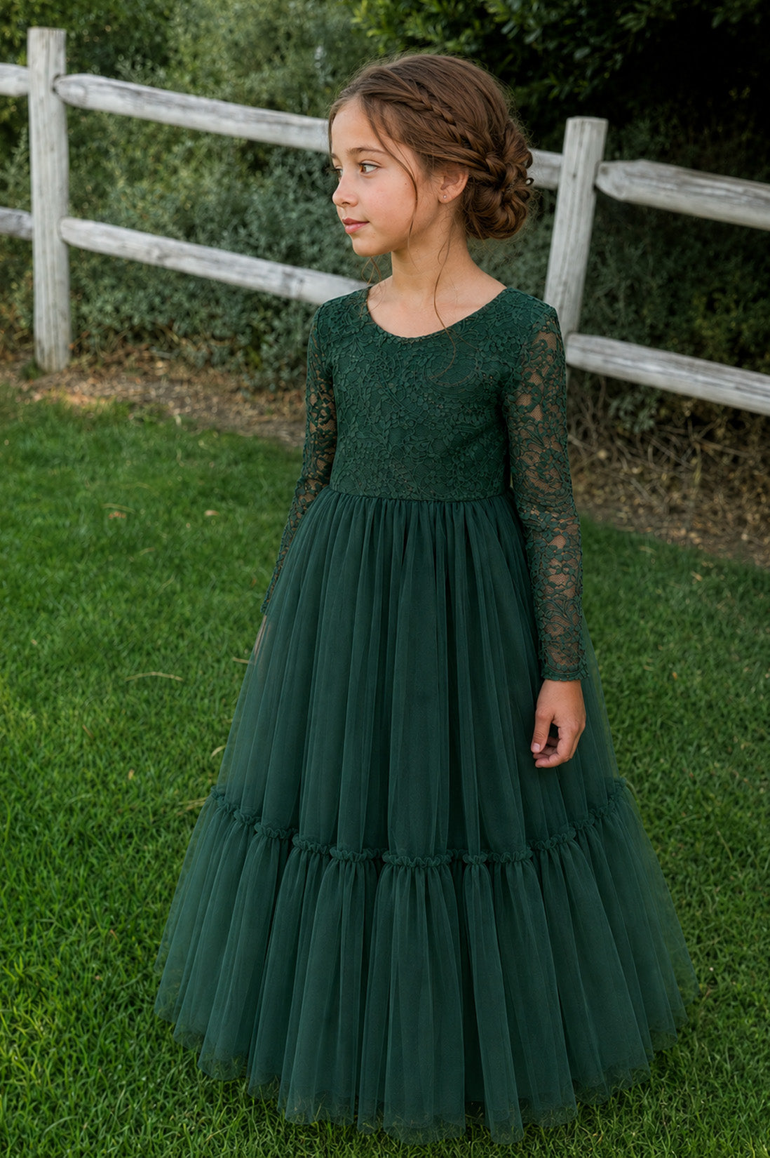 Elodie in Forest Green ~ Party or Flower Girl Dress