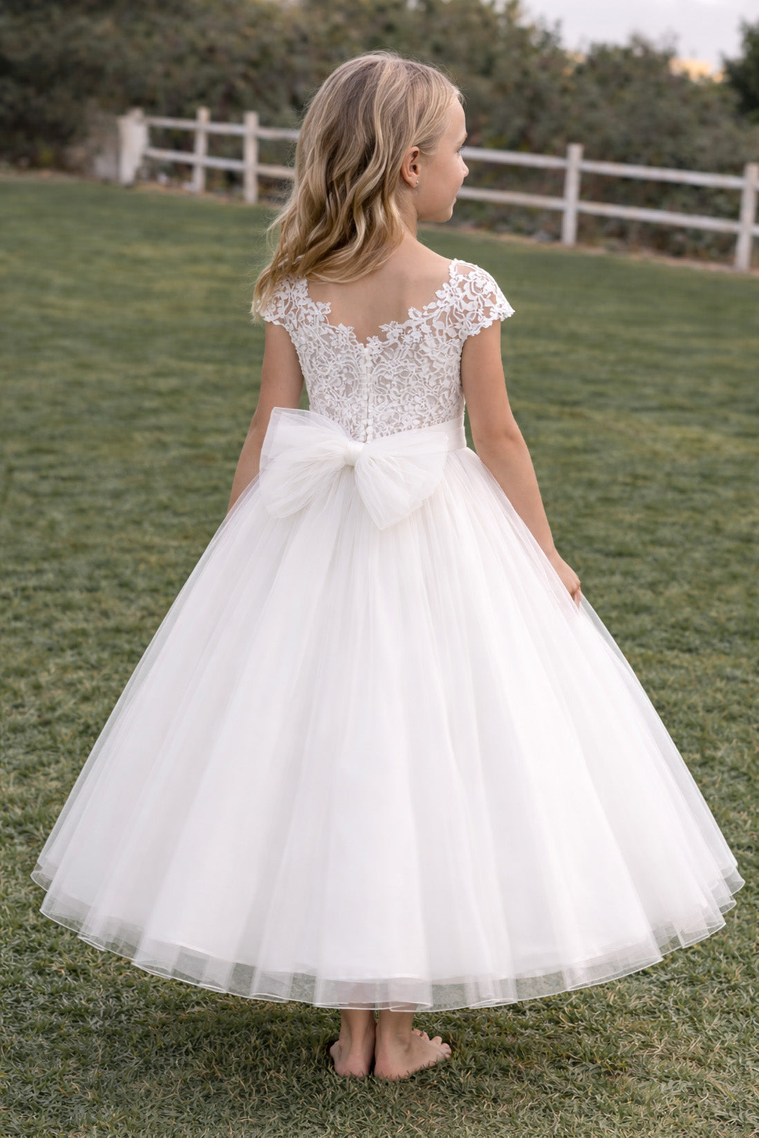 Elizabeth in Ivory White - Flower Girl or Ceremonial Dress