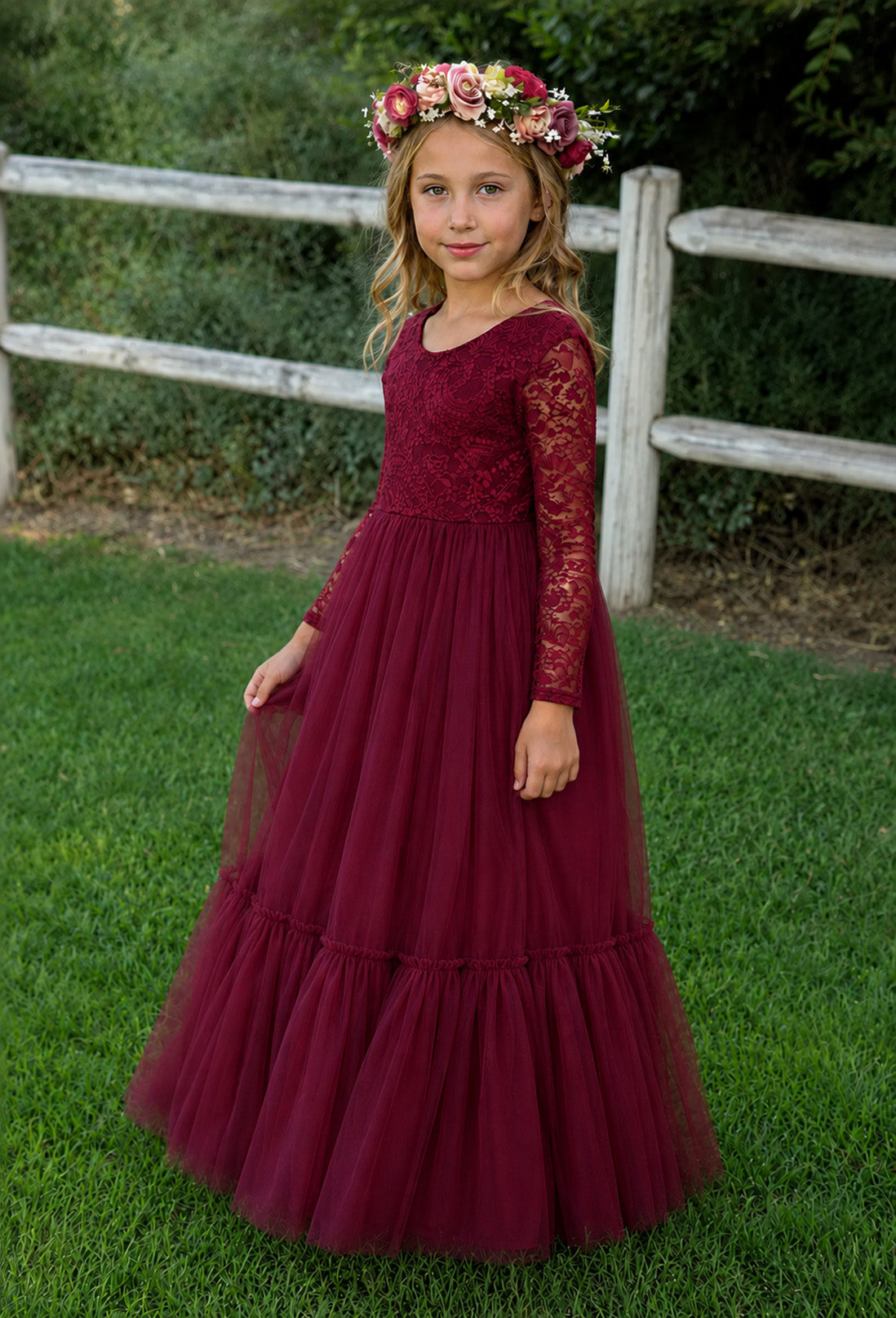 Elodie in Burgundy ~ Party or Flower Girl Dress