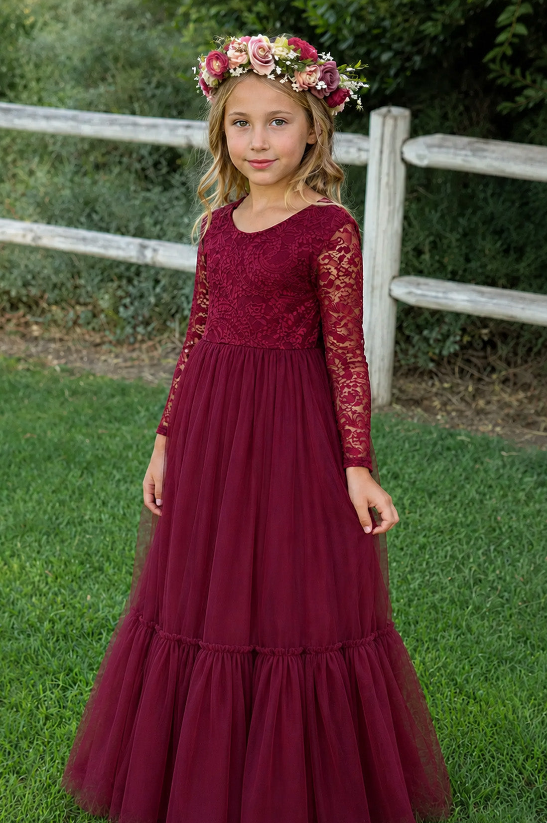 Elodie in Burgundy ~ Party or Flower Girl Dress