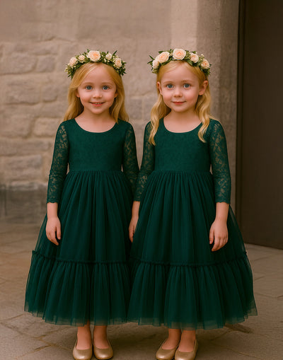 Elodie in Forest Green ~ Party or Flower Girl Dress