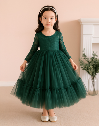 Elodie in Forest Green ~ Party or Flower Girl Dress