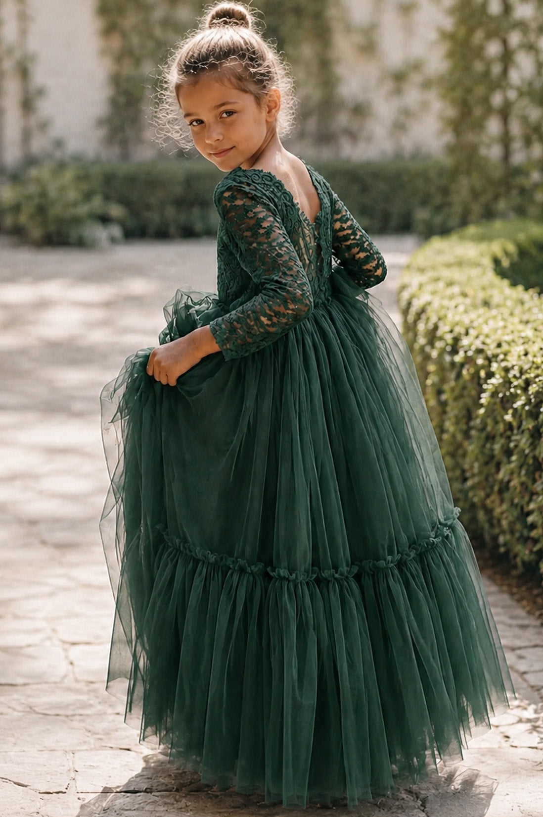 Elodie in Forest Green ~ Party or Flower Girl Dress