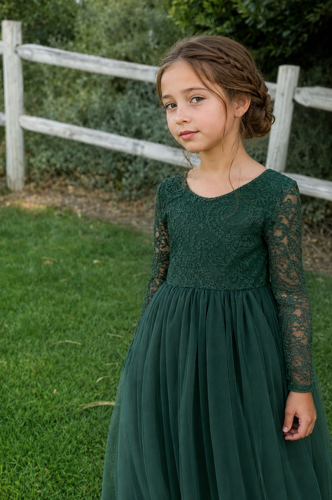 Elodie in Forest Green ~ Party or Flower Girl Dress