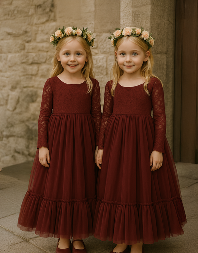 Elodie in Burgundy ~ Party or Flower Girl Dress