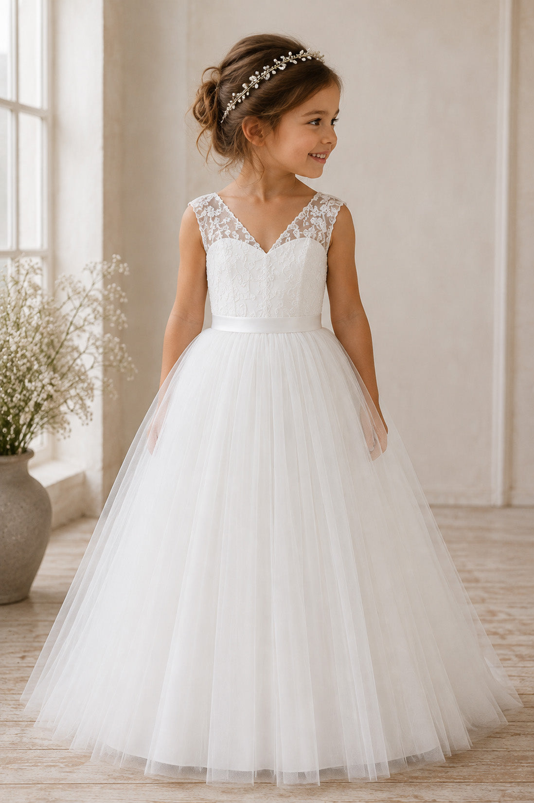 Eloise in Ivory White - Flower Girl or Ceremonial Dress