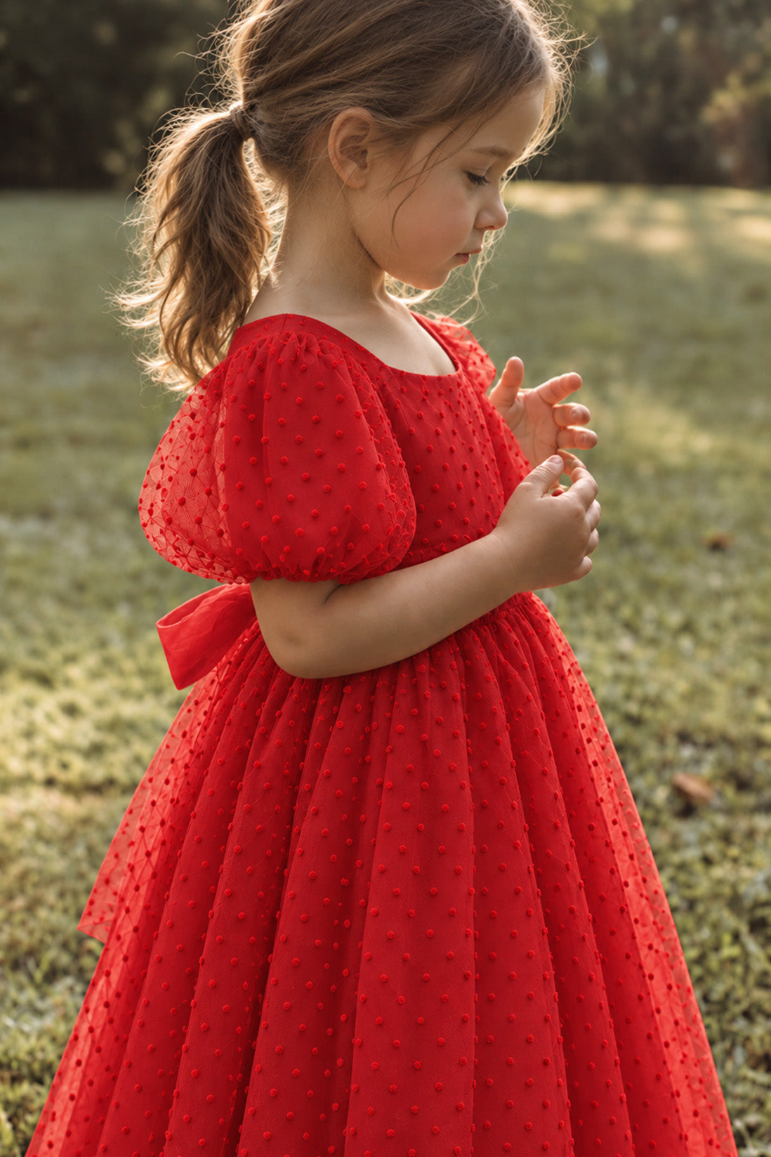 Elvene in Spotty Red Xmas Party Dress