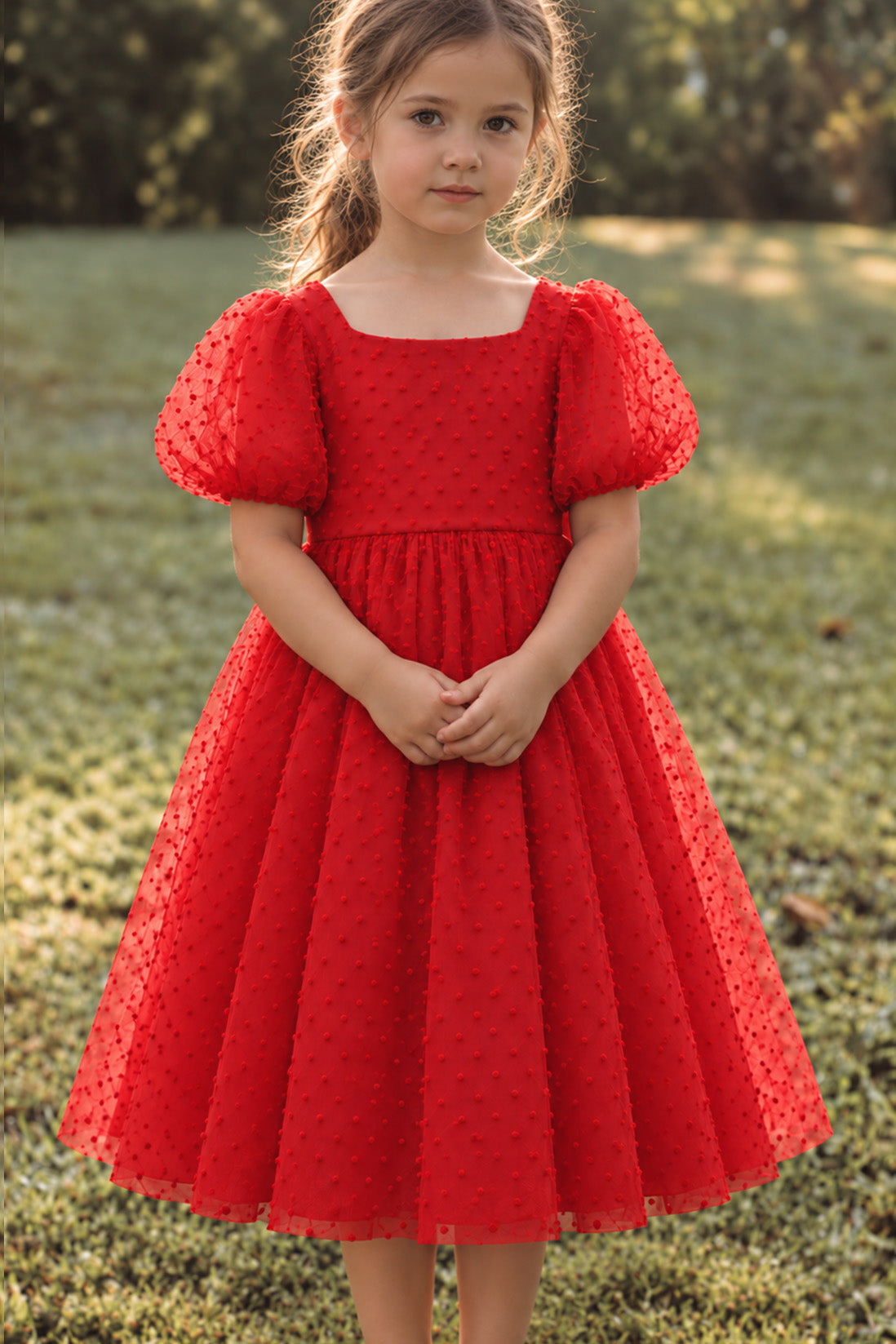 Elvene in Spotty Red Xmas Party Dress