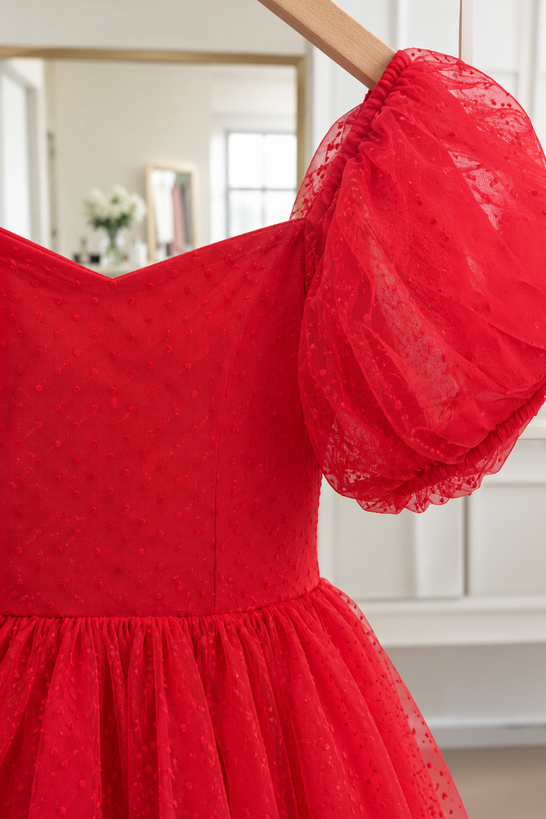Elvene in Spotty Red Xmas Party Dress