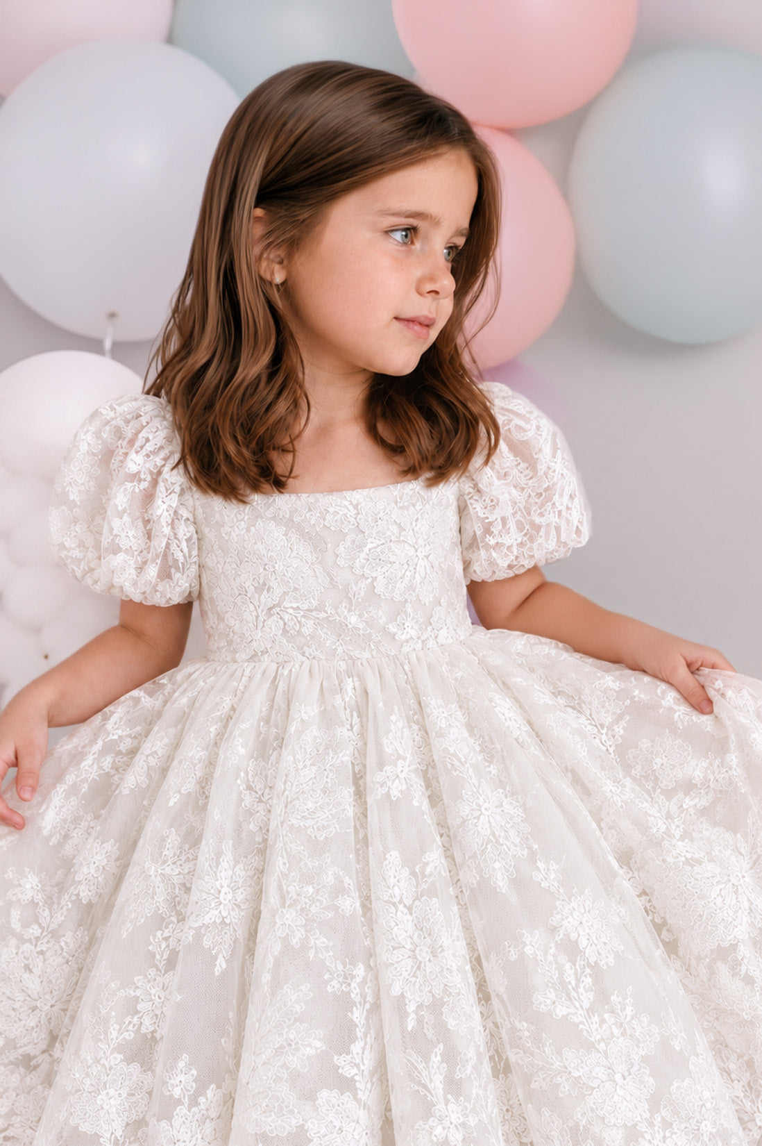 Elvene in ivory White ~ Flower Girl /Party Dress