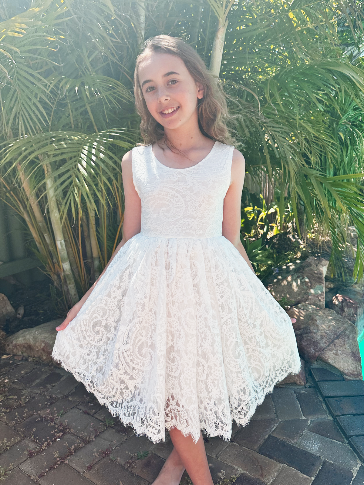Ember in Ivory White ~ Party or Flower Girl Dress