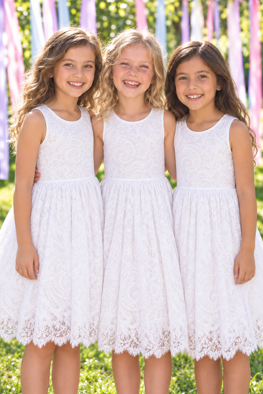 Ember in Ivory White ~ Party or Flower Girl Dress