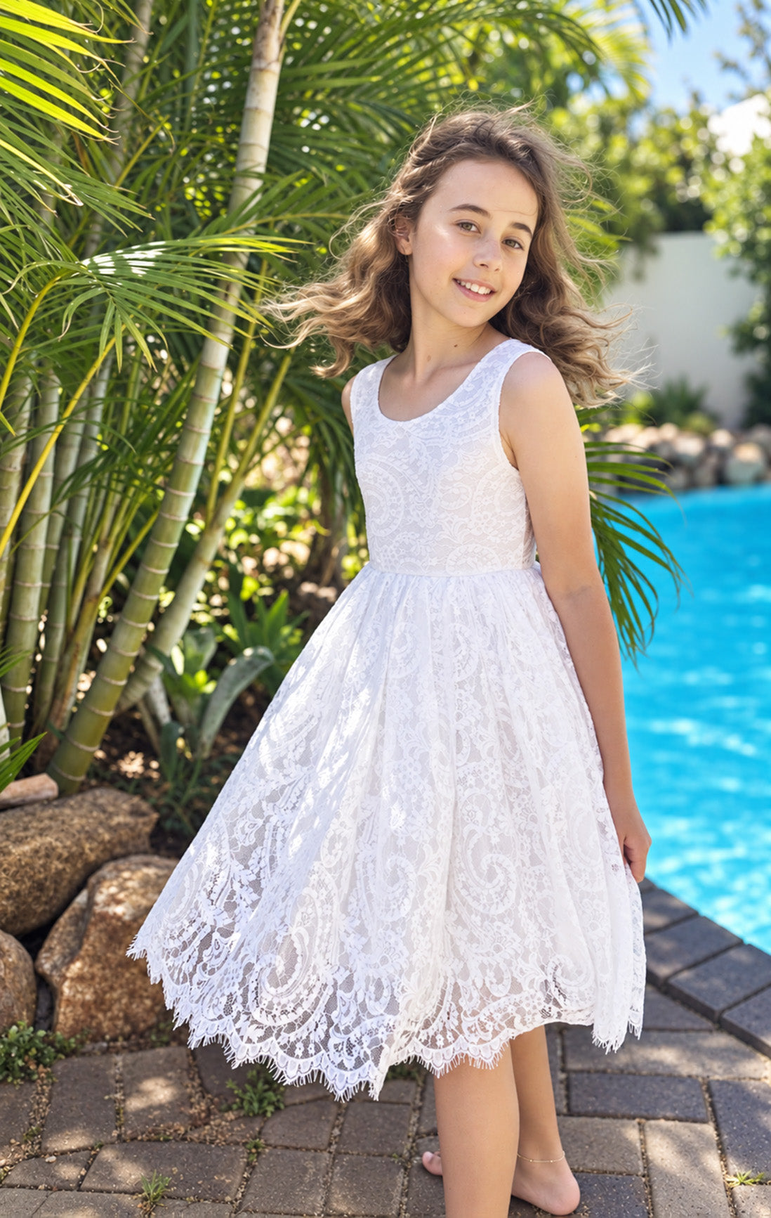 Ember in Ivory White ~ Party or Flower Girl Dress