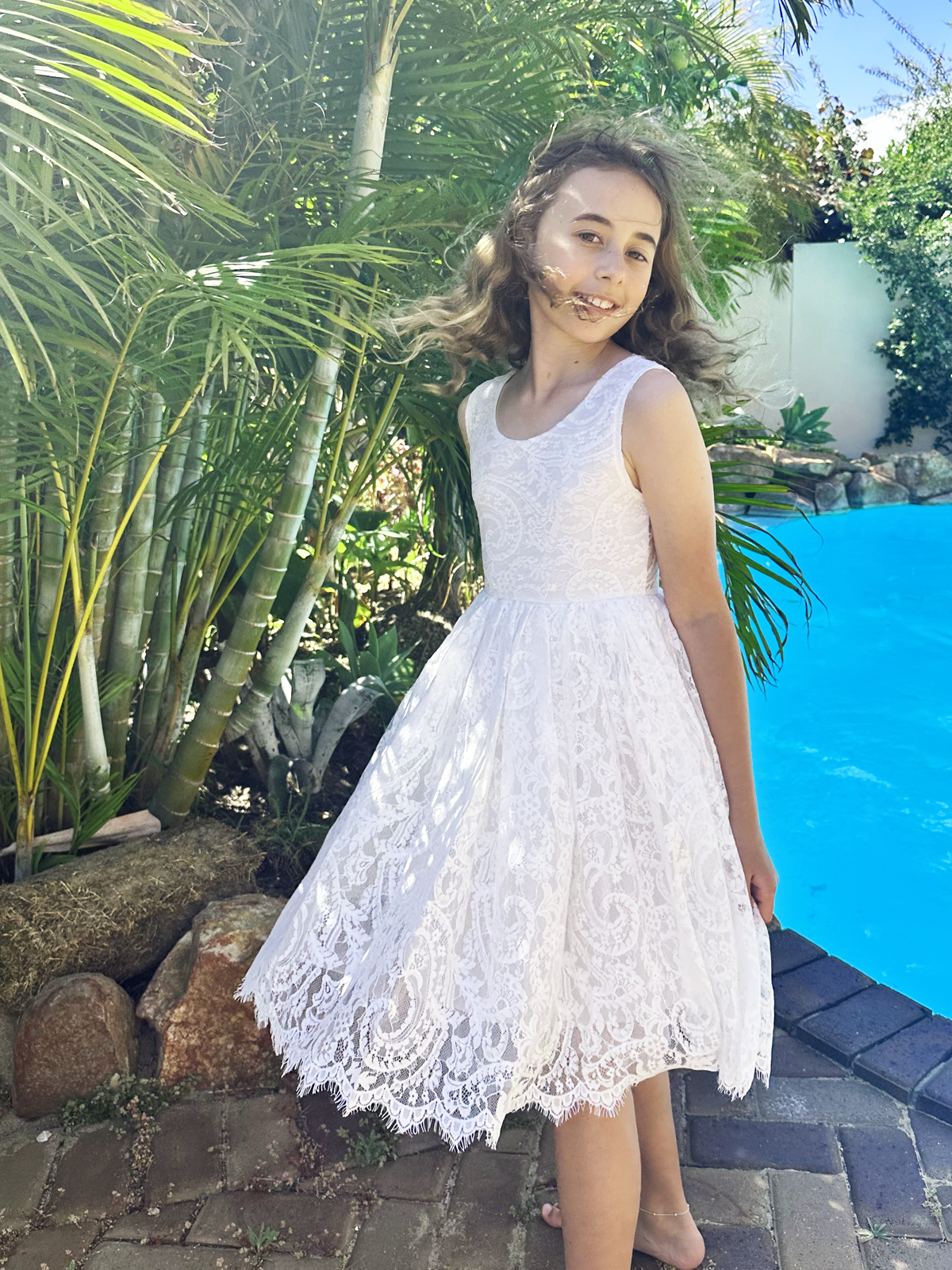 Ember in Ivory White ~ Party or Flower Girl Dress