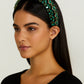 Enchanted Emerald Headband (Ages 6-Adult) with a pink satin drawstring bag.