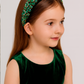 Enchanted Emerald Headband (Ages 6-Adult) with a pink satin drawstring bag.