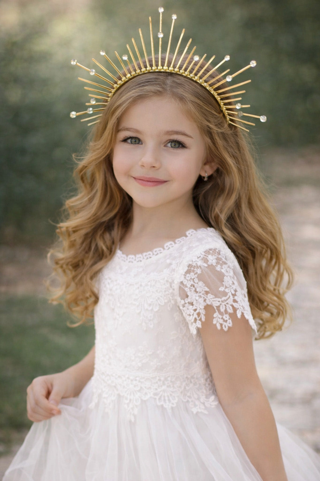 Empress Headband (Ages 6-Adult) with a pink satin drawstring bag.