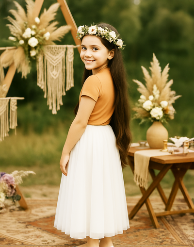 Enchanted Ruffle Tutu in Cotton Ivory White