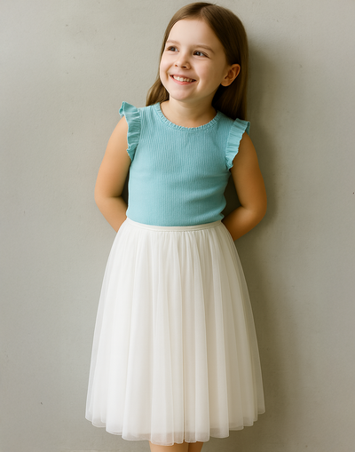 Enchanted Ruffle Tutu in Cotton Ivory White