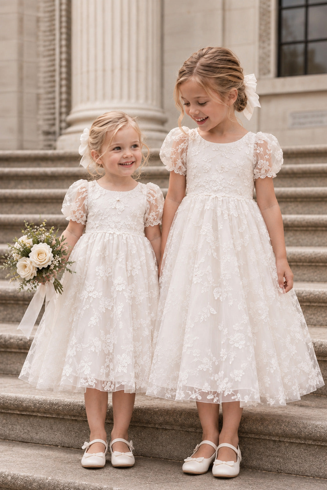 Estelle in Ivory White ~ Party or Flower Girl Dress