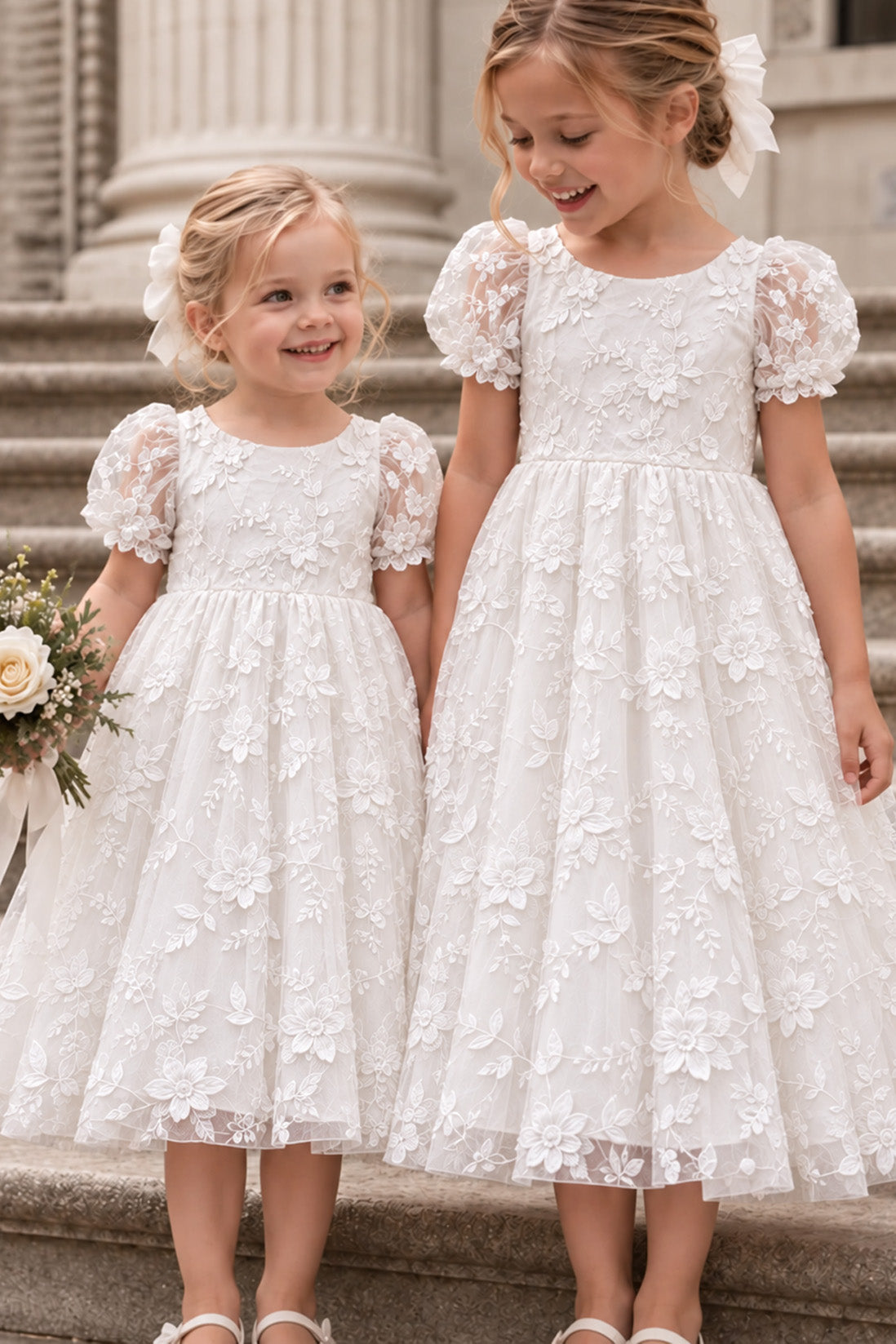 Estelle in Ivory White ~ Party or Flower Girl Dress