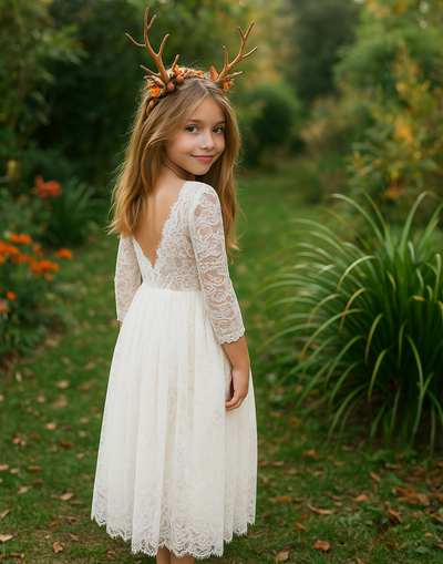 Evelyn ~ Ivory White Lace Dress ~ Flower Girl | Party Dress
