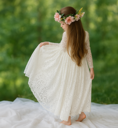 Evelyn ~ Ivory White Lace Dress ~ Flower Girl | Party Dress