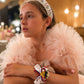Petal Grace Headband (Ages 6-Adult) with a pink satin drawstring bag.