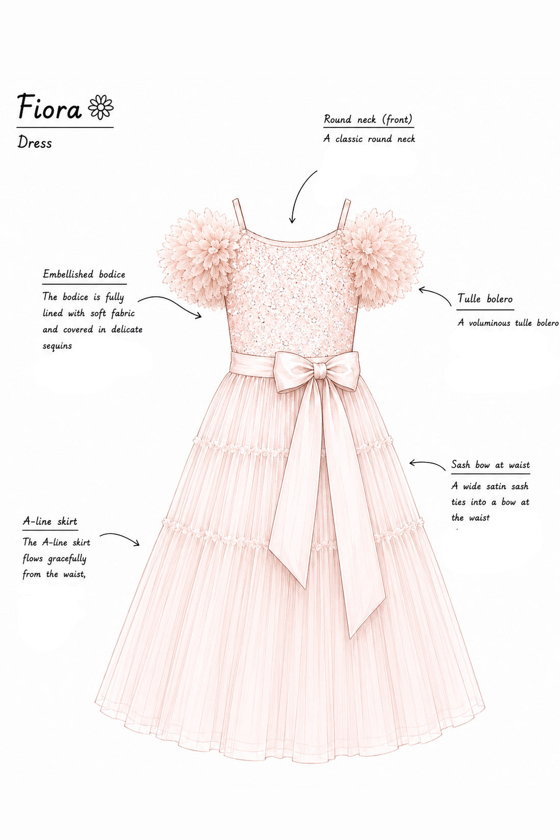 Fiora in Ballet Pink Party Dress + Bolero (Tween/Teen) - Bloom by L+B