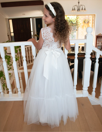 Satin Sash in Ivory White -  Flower Girls