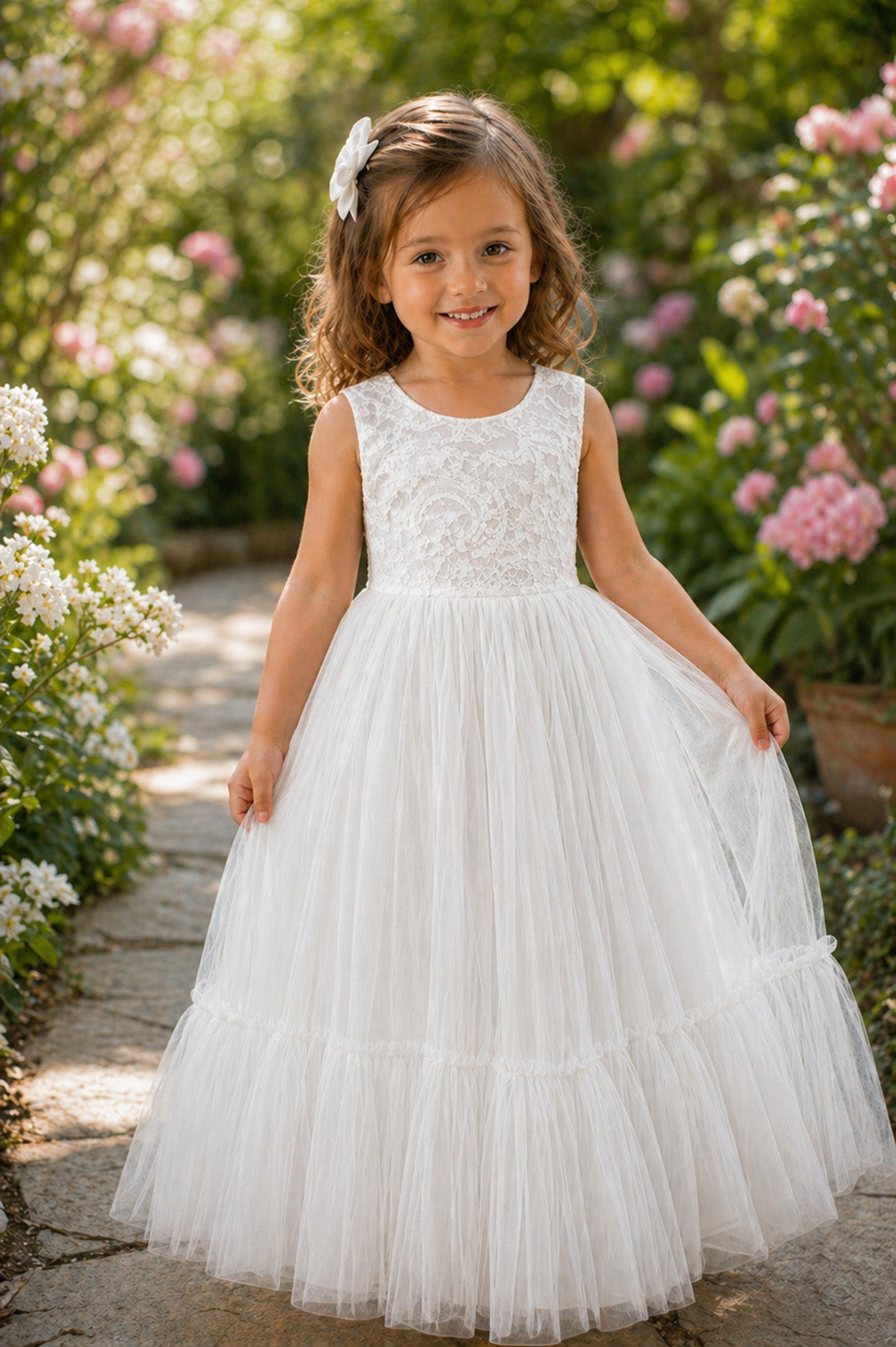 Flora in Ivory White ~ Party or Flower Girl Dress