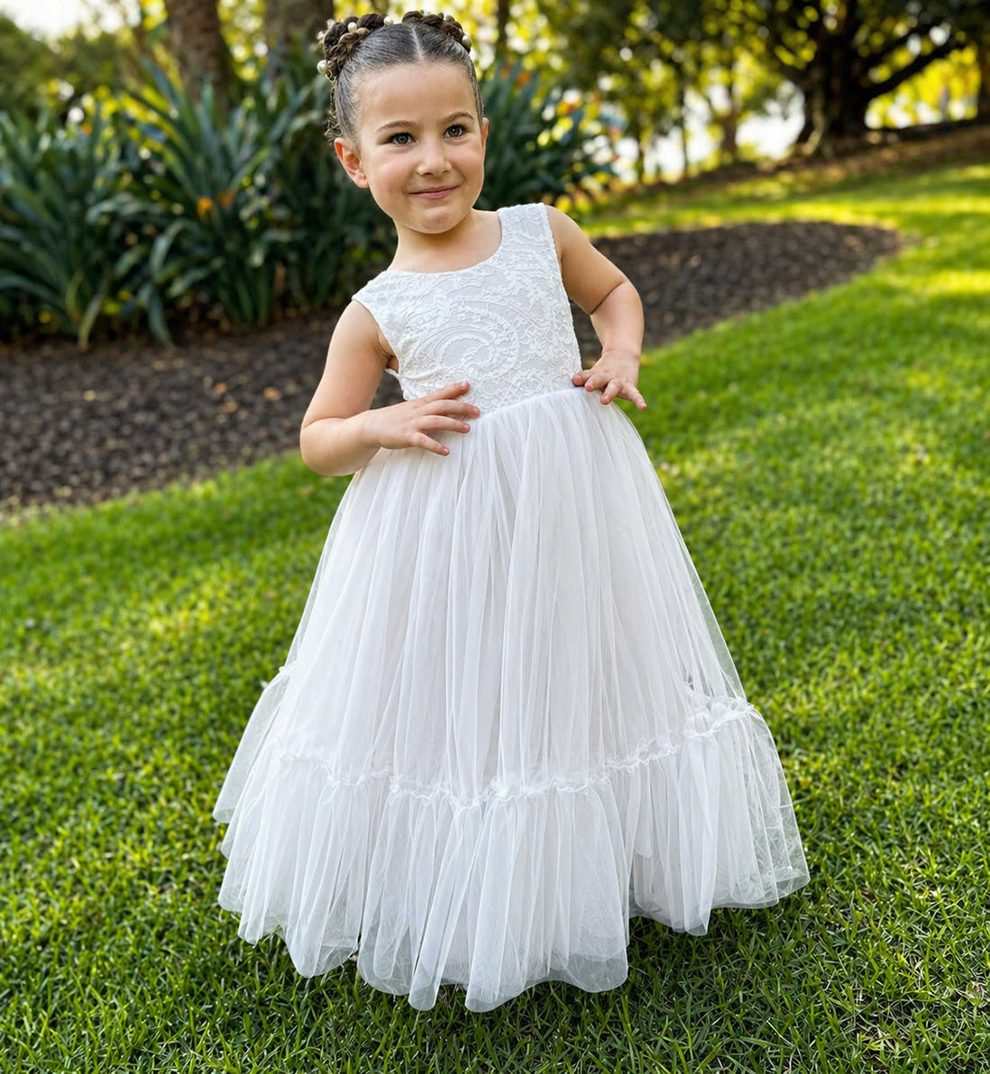 Flora in Ivory White ~ Party or Flower Girl Dress