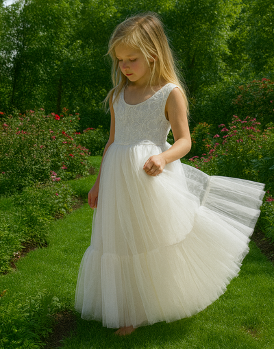 Flora in Ivory White ~ Party or Flower Girl Dress