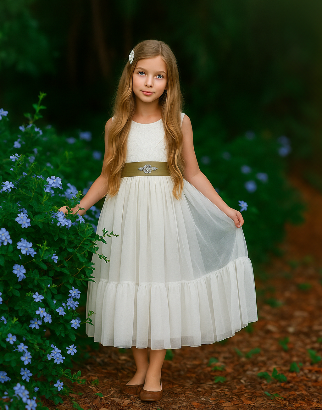 Flora in Ivory White ~ Party or Flower Girl Dress