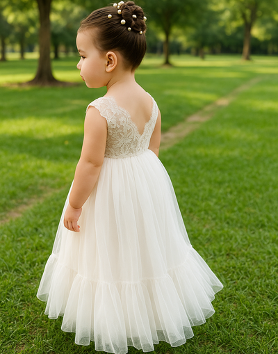 Flora in Ivory White ~ Party or Flower Girl Dress