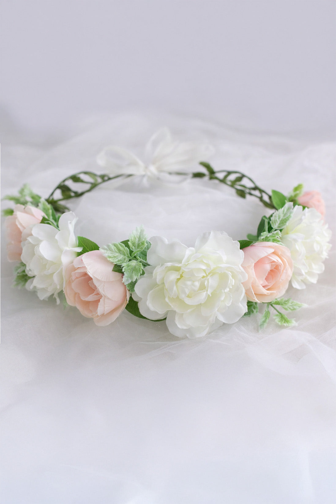 Ella Flower Crown + Pink Satin Drawstring Bag - Ages 2 + upwards