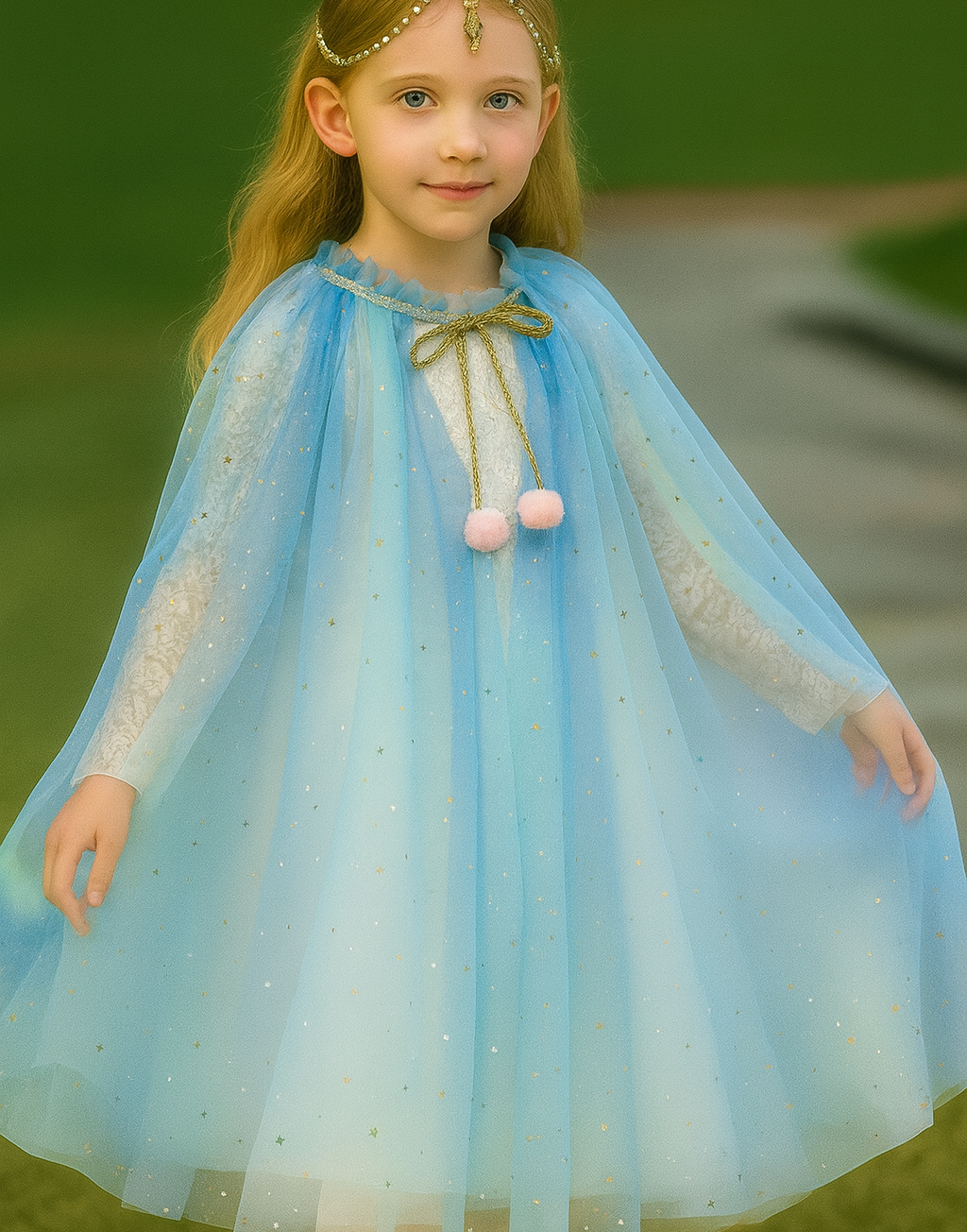 Frozen Cape ~ A Perfect Christmas Gift For Girls with a Pink Satin Drawstring Bag