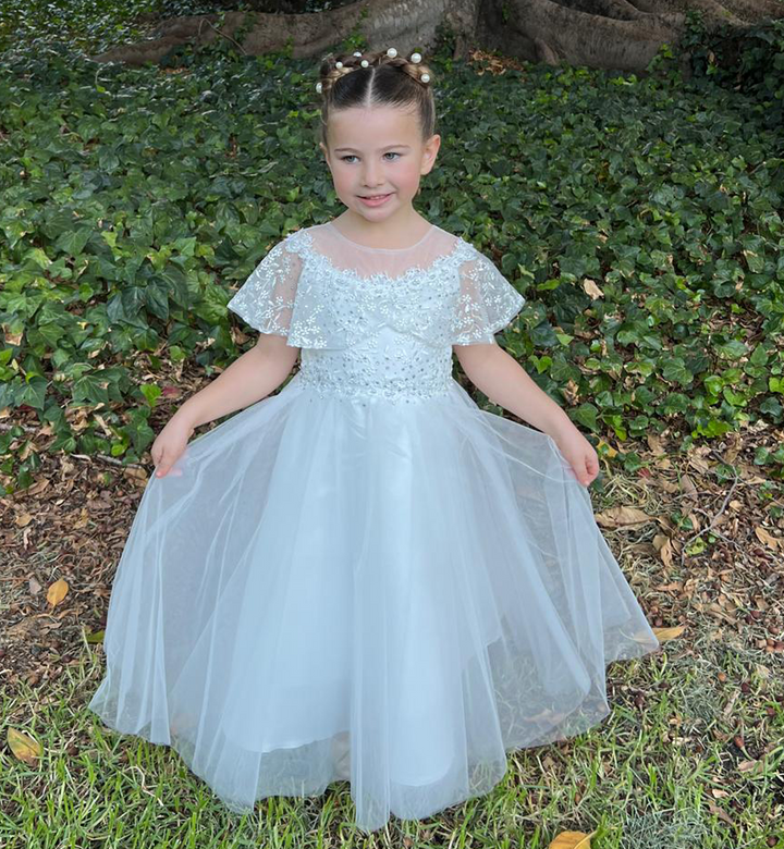 Grace White Flower Girl or Communion Dress