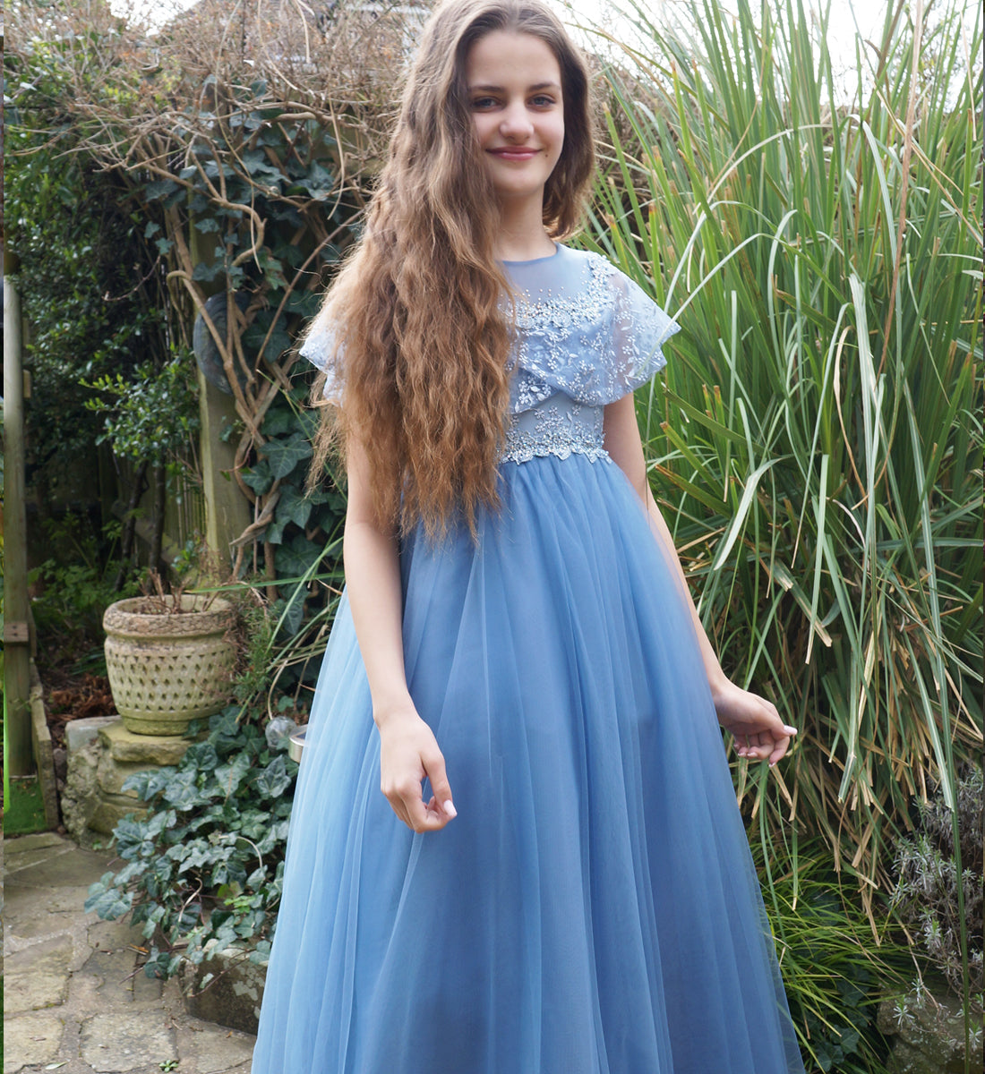 Grace ~ Blue Flower girl or Party Dress