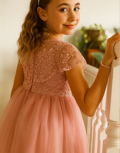 Grace in Dusty Rose Party Dress or Flower Girl