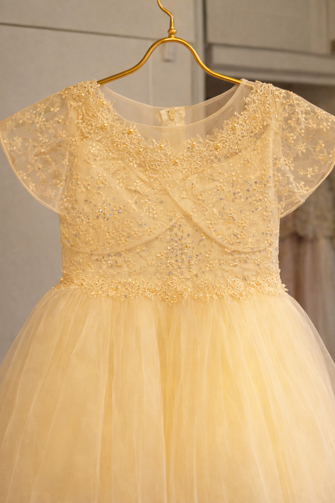 Grace in Champagne/Gold Flower Girl or Party Dress