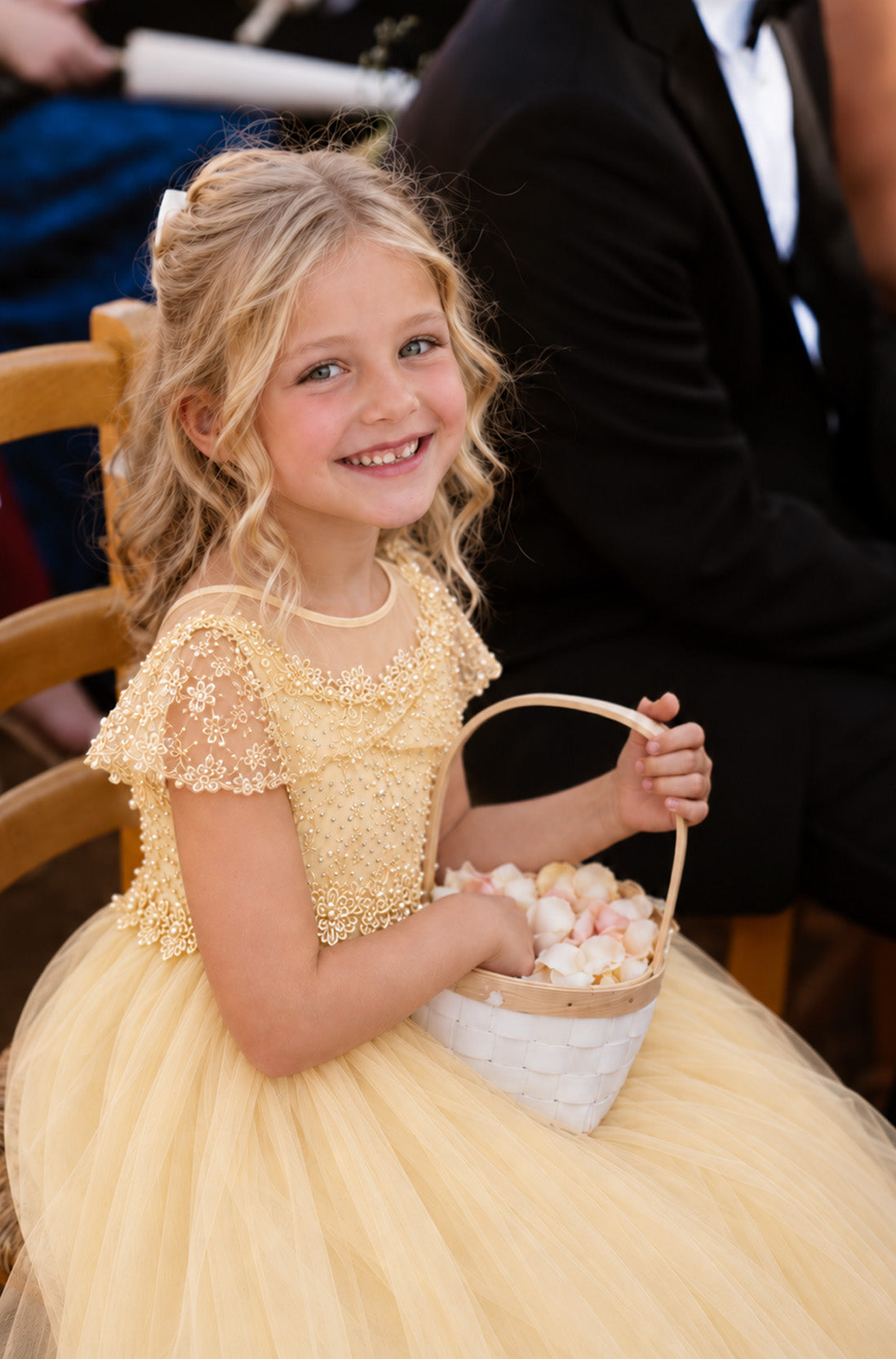 Grace in Champagne/Gold Flower Girl or Party Dress