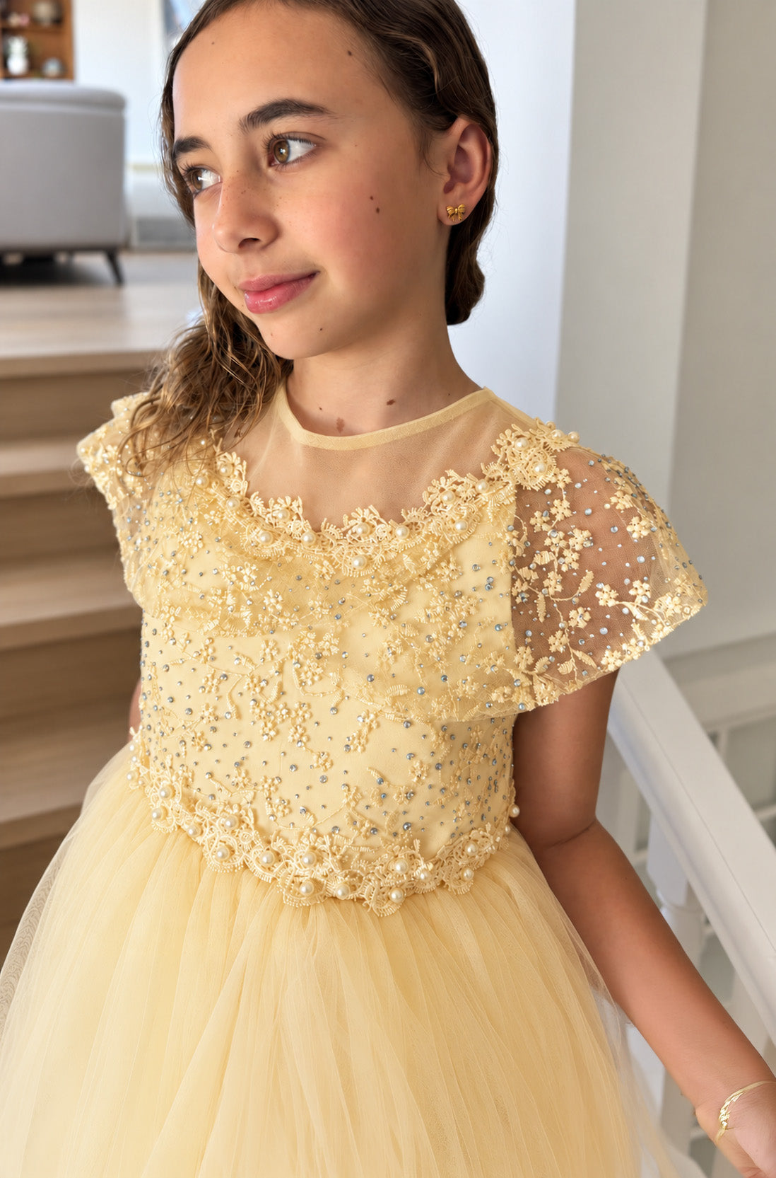 Grace in Champagne/Gold Flower Girl or Party Dress