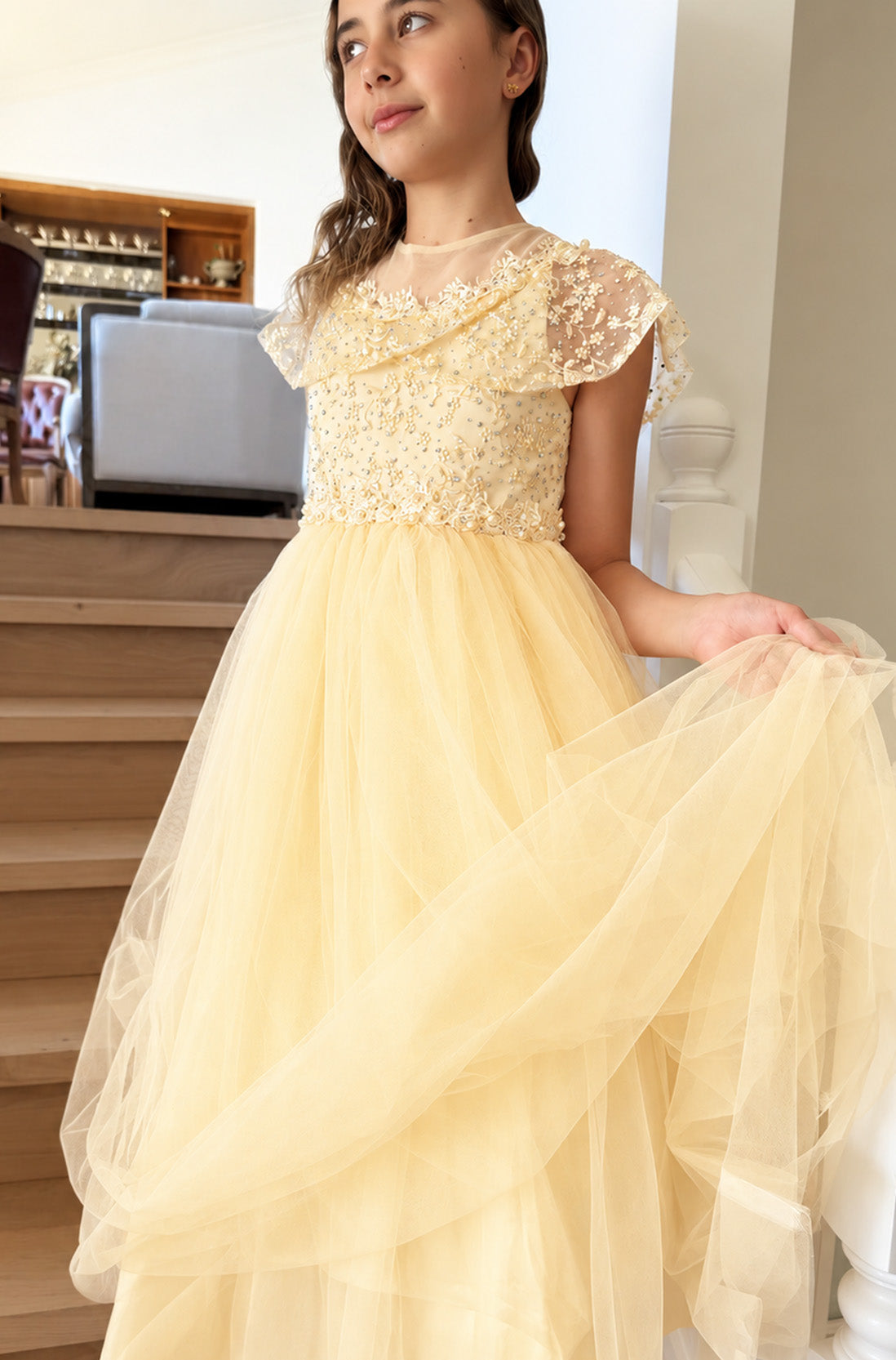 Grace in Champagne/Gold Flower Girl or Party Dress