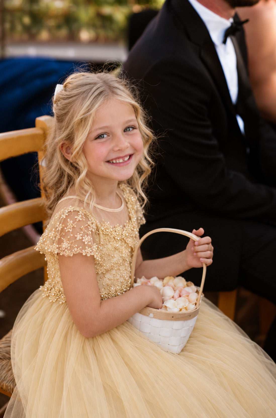 Grace in Champagne/Gold Flower Girl or Party Dress