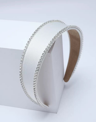 Grace Satin Headband (Ages 3-Adult) with a pink satin drawstring bag.