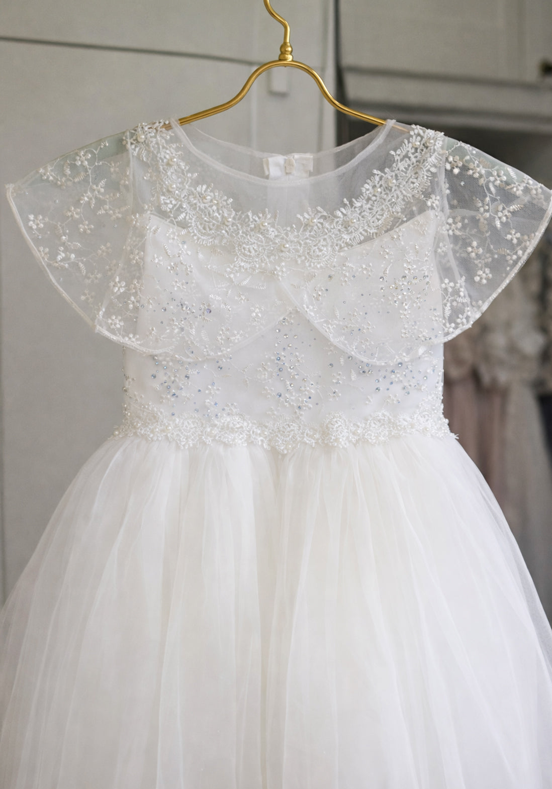 Grace in Ivory White Flower Girl or Communion Dress